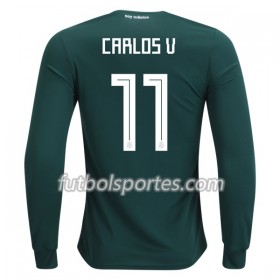 Camisetas México Carlos V 11 Primera Equipacion Mundial 2018 Manga Larga